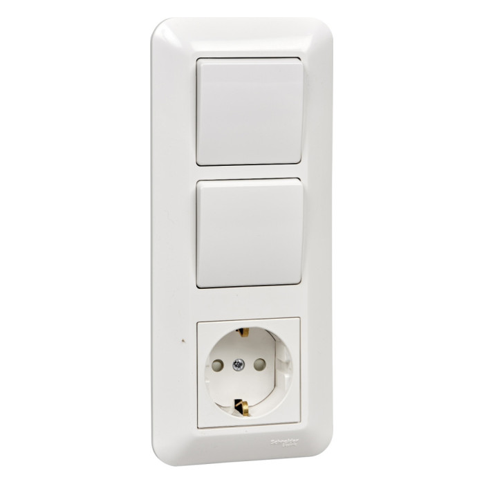 Блок розетка + выключатель Schneider Electric ПРИМА, белый, BK2VR-008V-B