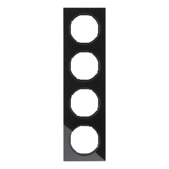 Рамка 4 поста Berker R.3, черное стекло, 10142216