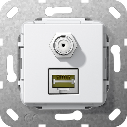 Gira S-55 Бел глянц Разъем MJ RJ45 Cat 6A 10 GB, SAT F