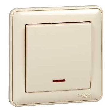 Выключатель одноклавишный Schneider Electric W59 с подсветкой, слоновая кость, VS110-153-28