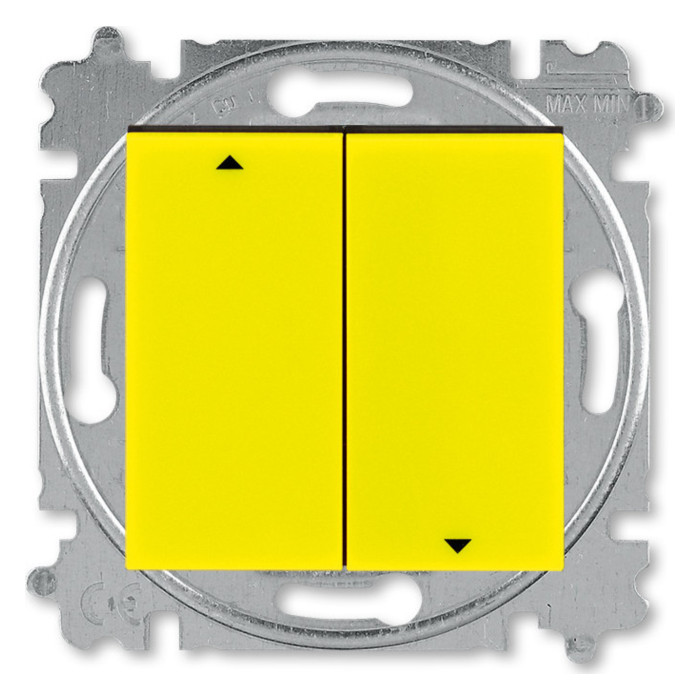 Выключатель для жалюзи двухклавишный ABB LEVIT, механический, желтый // дымчатый черный, 2CHH598845A6064