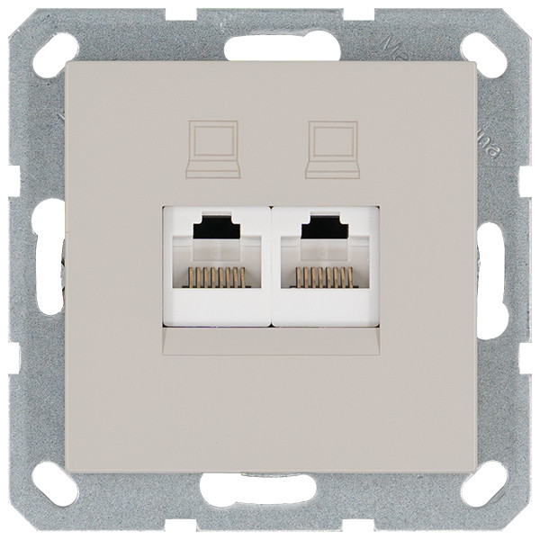 Jasmart Интернет-розетка RJ45 двойная с накладкой, цвет Тауп