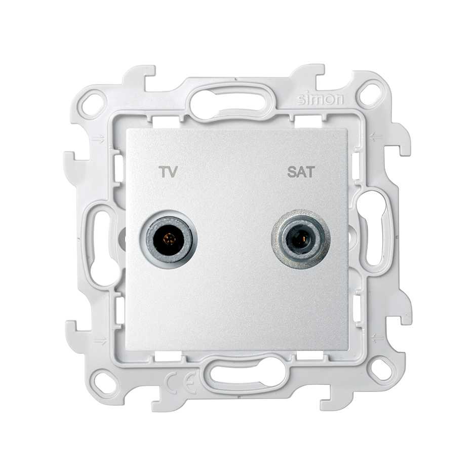 Simon 24 Алюминий Розетка TV-SAT проходная